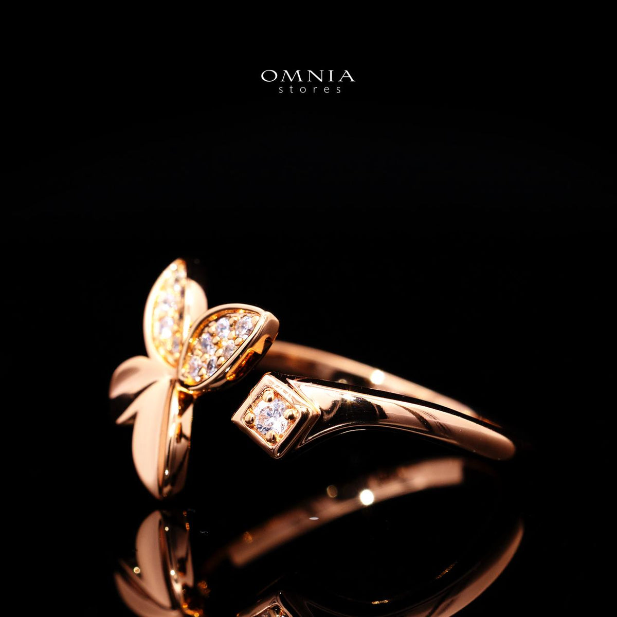 Althea Rose Gold Premium Rhodium-Plated Alloy Ring with High-Quality Simulated Diamonds