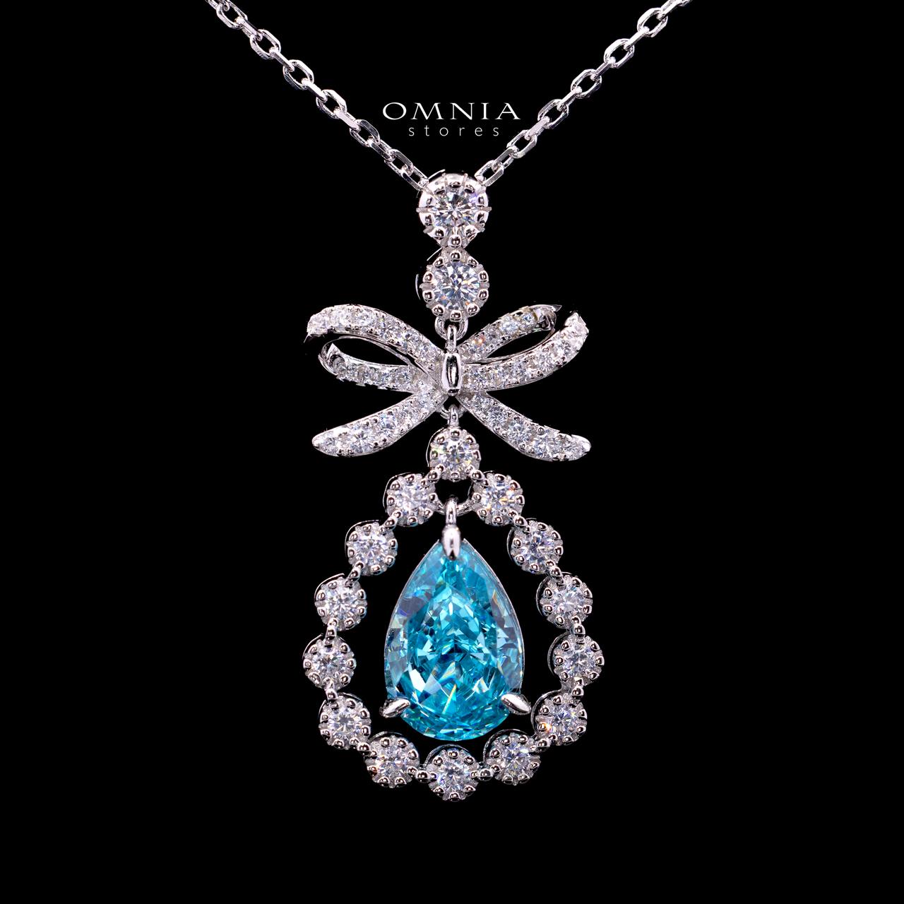 Alani Baby Blue Necklace with Certified Premium Simulated Diamonds in 925 Sterling Silver - OMNIASTORES KSA