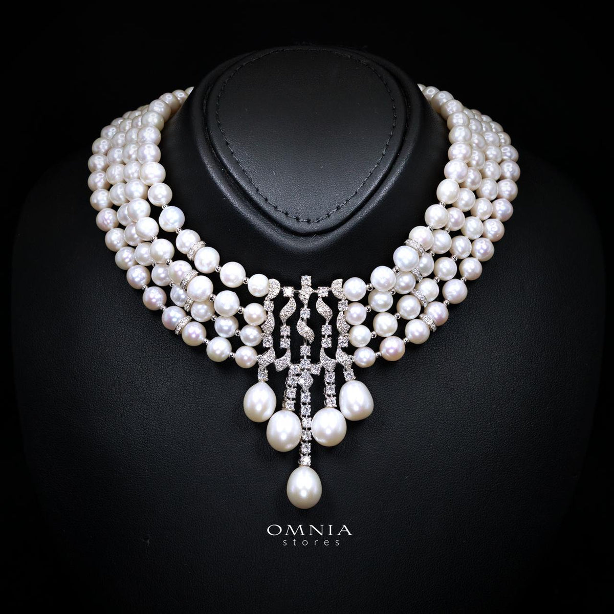 Omnia Behati Fresh Real Water Pearl Set In 925 Silver High Quality Simulated diamonds - OMNIASTORES UAE