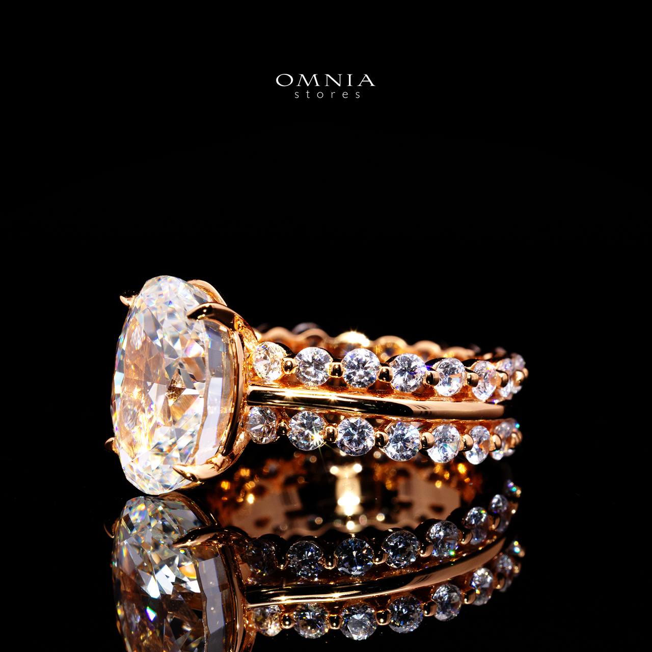 Carlotta Gold Ring with Certificate | High-Quality Premium Simulated Diamonds in 925 Sterling Silver - OMNIASTORES KSA