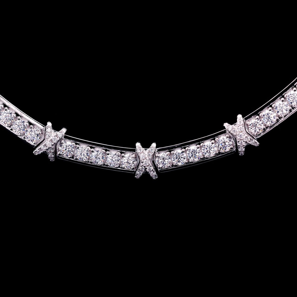 Danah White X-Collar Necklace with Certificate | Simulated Diamonds in 925 Sterling Silver