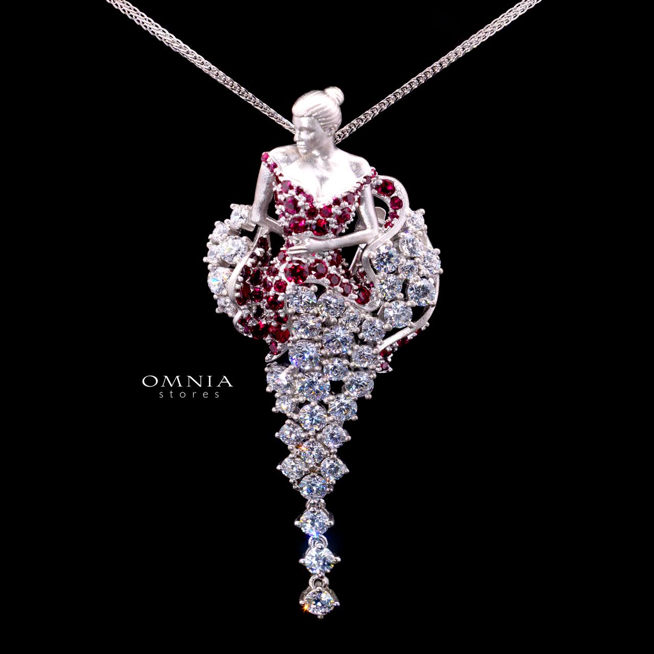 Alodia Ruby Red Necklace with Certified Premium Simulated Diamonds in 925 Sterling Silver - OMNIASTORES KSA