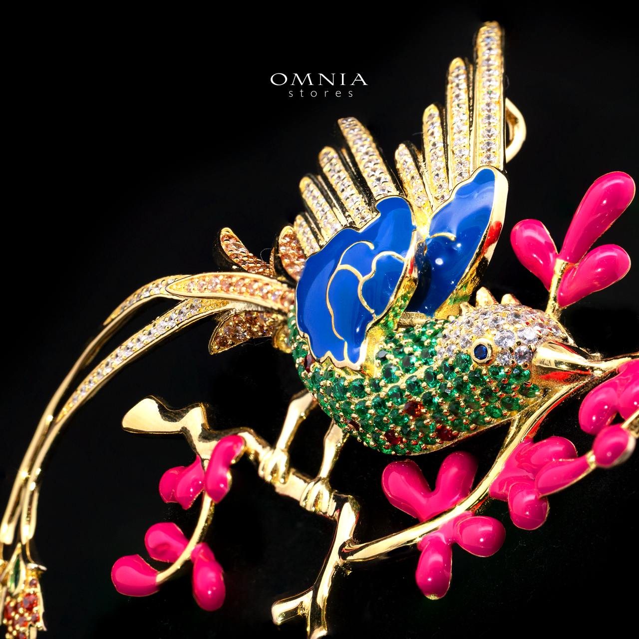 Ghazeela Gold-Plated Brooch with High-Quality Premium Simulated Diamonds in 925 Sterling Silver