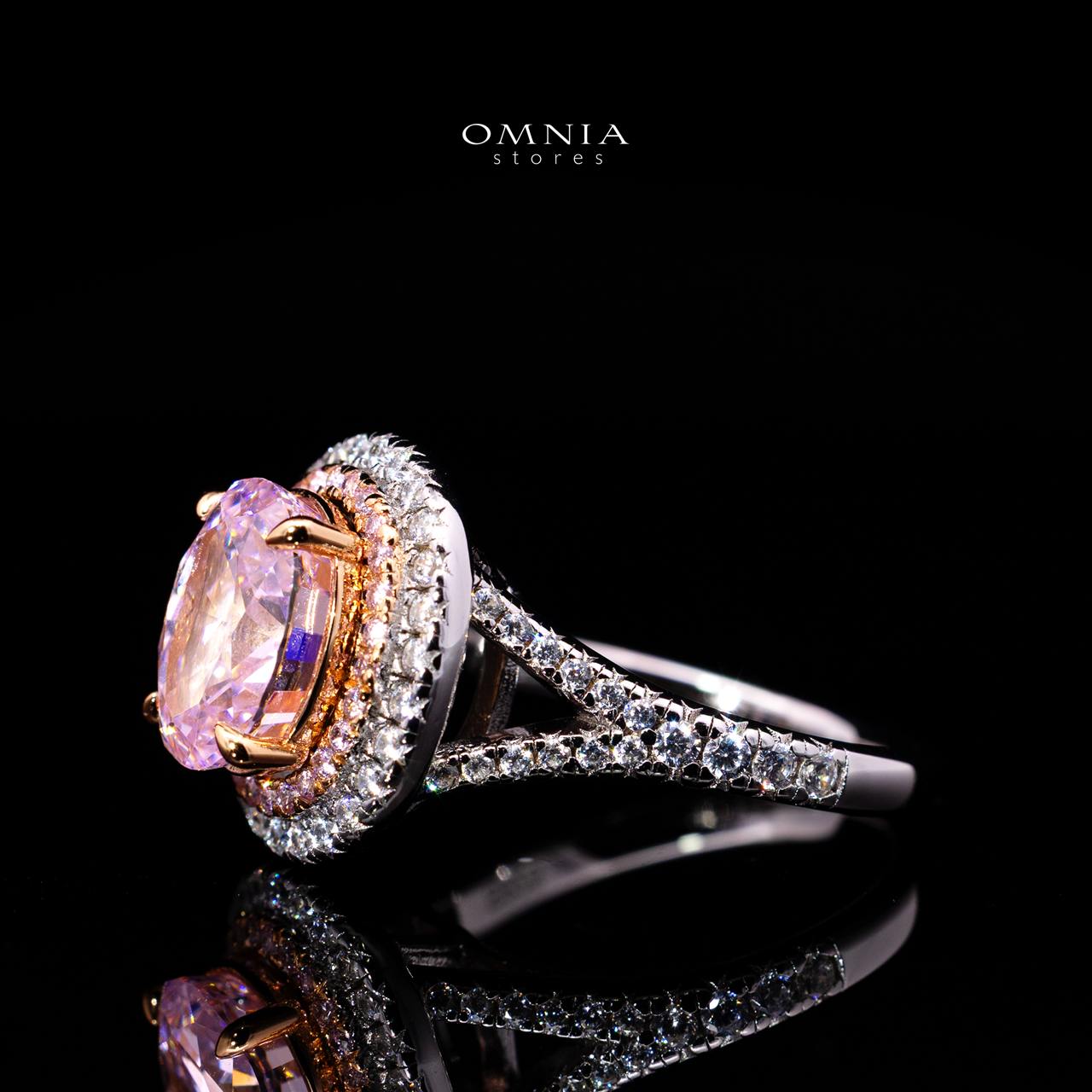 Annie Pink Ring with Certified Premium Simulated Diamonds in 925 Sterling Silver - OMNIASTORES KSA