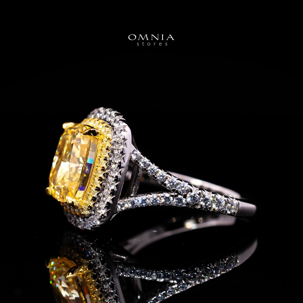 Martina Yellow Ring with Certified Premium Simulated Diamonds in 925 Sterling Silver - OMNIASTORES KSA