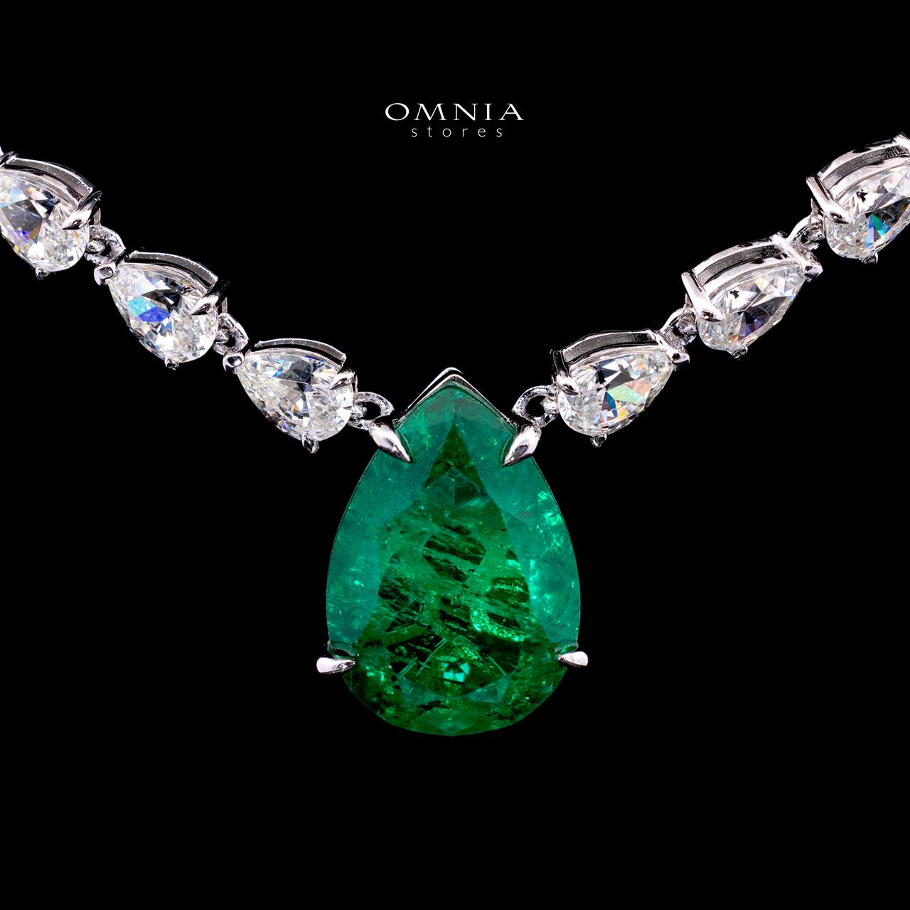 Aretha Green Necklace with Certified Premium Simulated Diamonds in 925 Sterling Silver - OMNIASTORES KSA