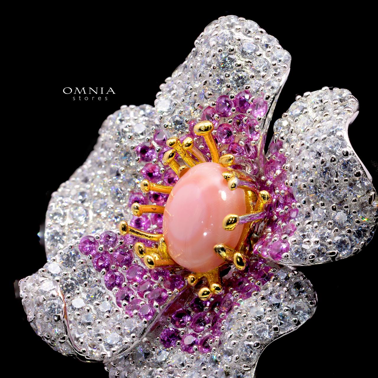 Zendaya Blooming Flower Brooch with High-Quality Simulated Diamonds in 925 Sterling Silver