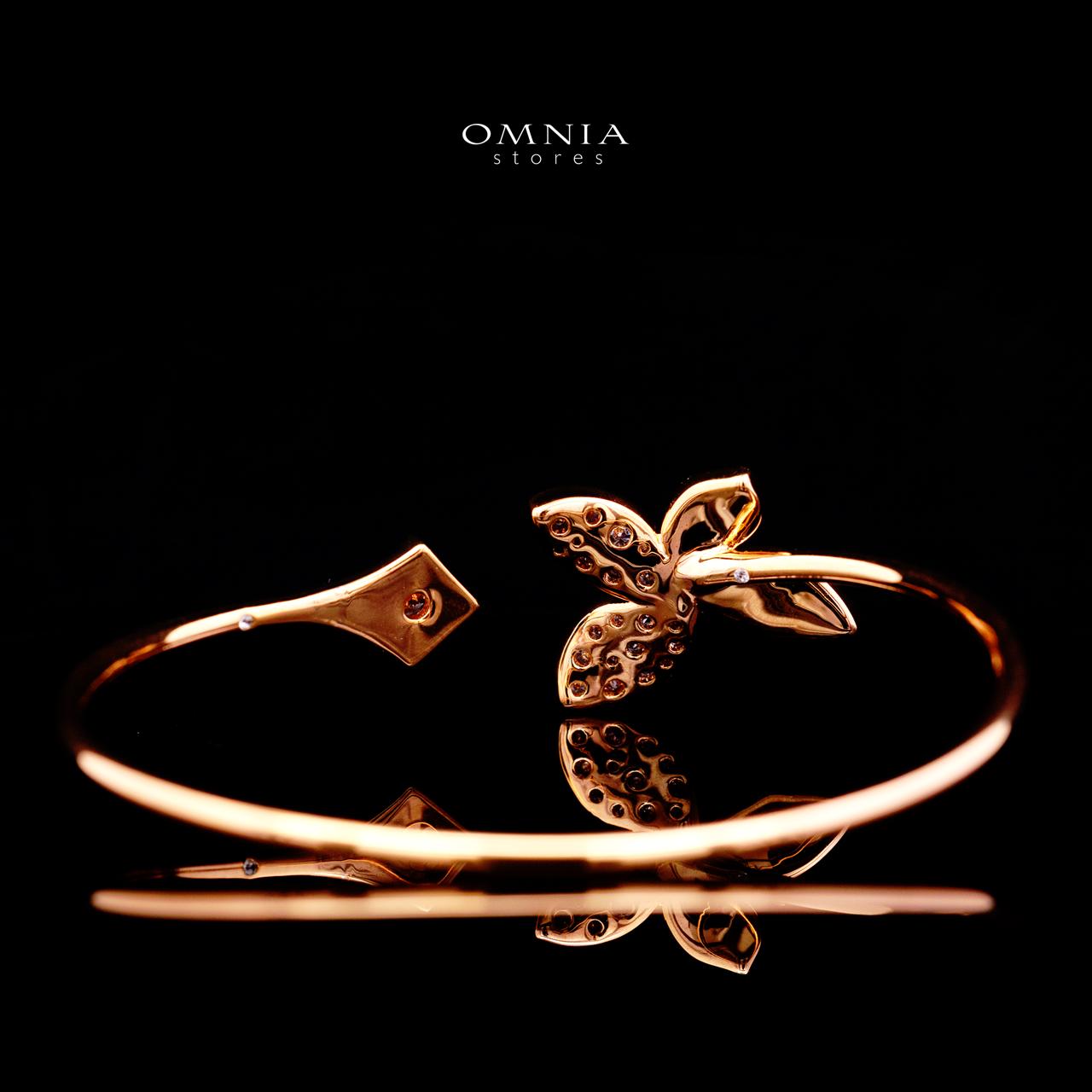 Althea Rose Gold Premium Rhodium-Plated Alloy Bangle with High-Quality Simulated Diamonds