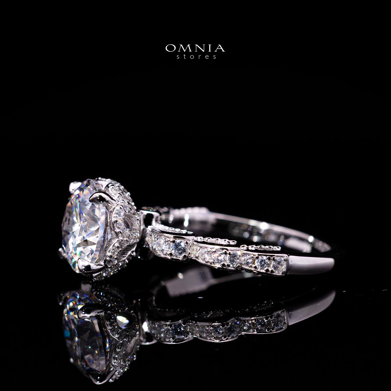 Ruffa Ring with Certified Premium Simulated Diamonds in 925 Sterling Silver - OMNIASTORES KSA