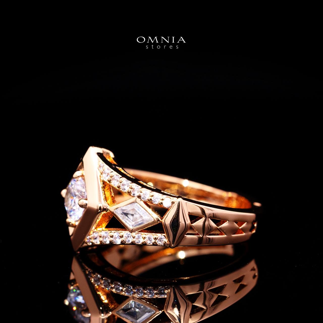 Octavia Rose Gold Premium Rhodium-Plated Alloy Ring with High-Quality Simulated Diamonds