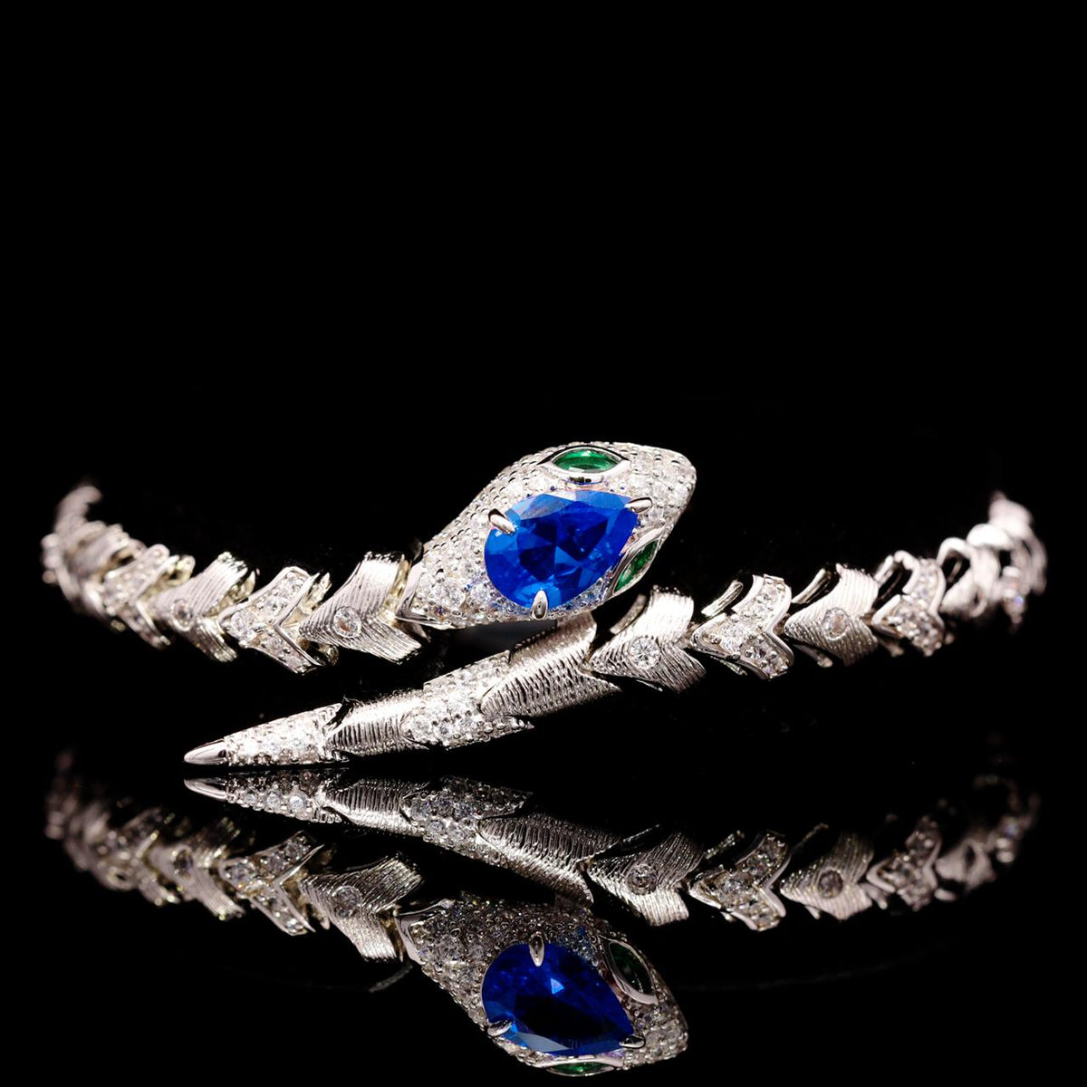 Adriana Blue Luxury Bridal Full Set with High-Quality Zircon Stones Rhodium Plated