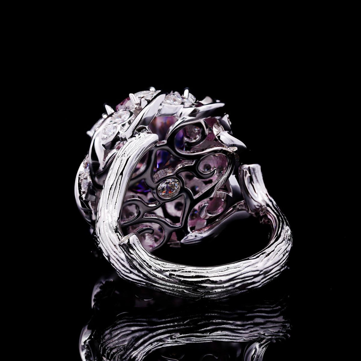 Yamina Pink Ring with Certificate | High-Quality Simulated Diamonds in 925 Sterling Silver