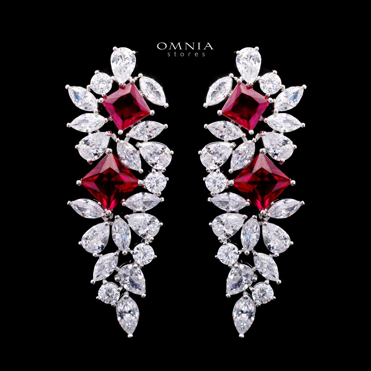 Christine Red Luxury Bridal Full Set with High-Quality Simulated Diamonds – Rhodium Plated