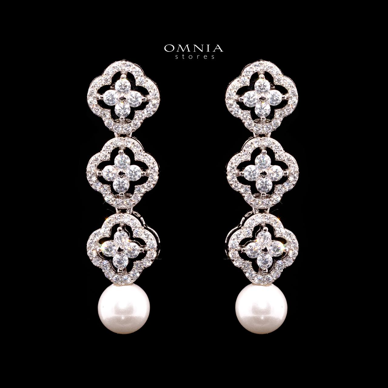 Omnia Sahira Pearl Bridal Full Set in 925 Silver with High-Quality White Zircon Stones - OMNIASTORES KSA