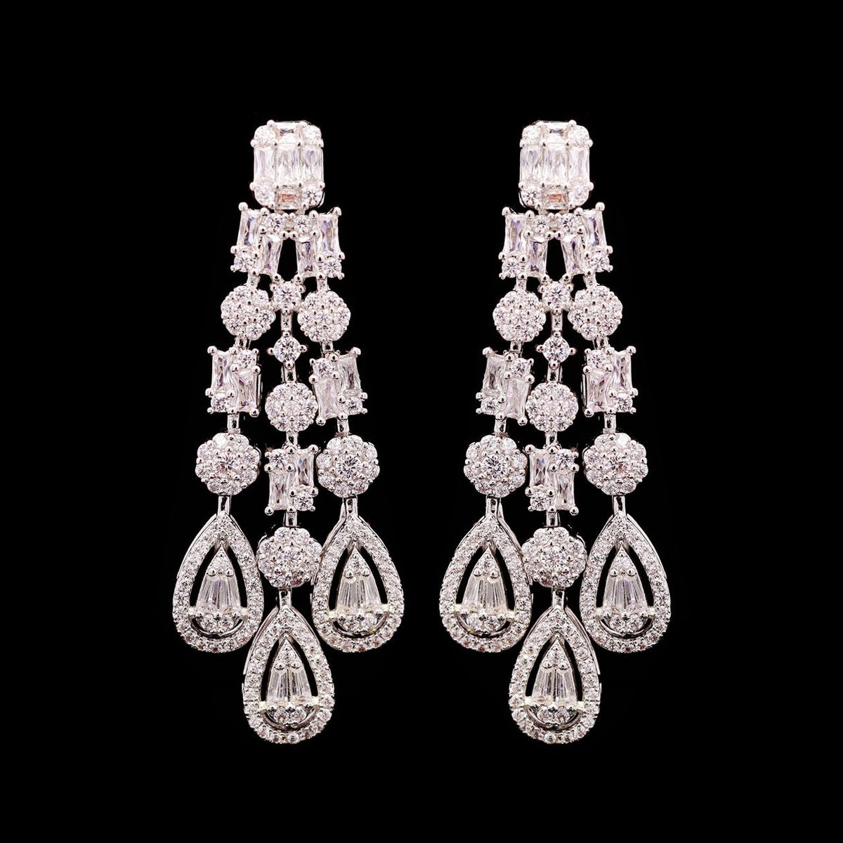 Rochelle White Luxury Bridal Full Set with High-Quality Zircon Stones Rhodium Plated