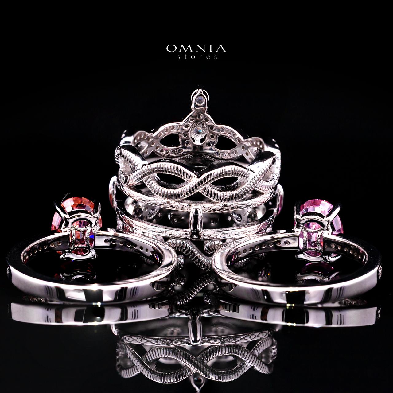 Carlyn Royal Crown Interchangeable Ring Set with Certified Premium Simulated Diamonds in 925 Sterling Silver - OMNIASTORES KSA