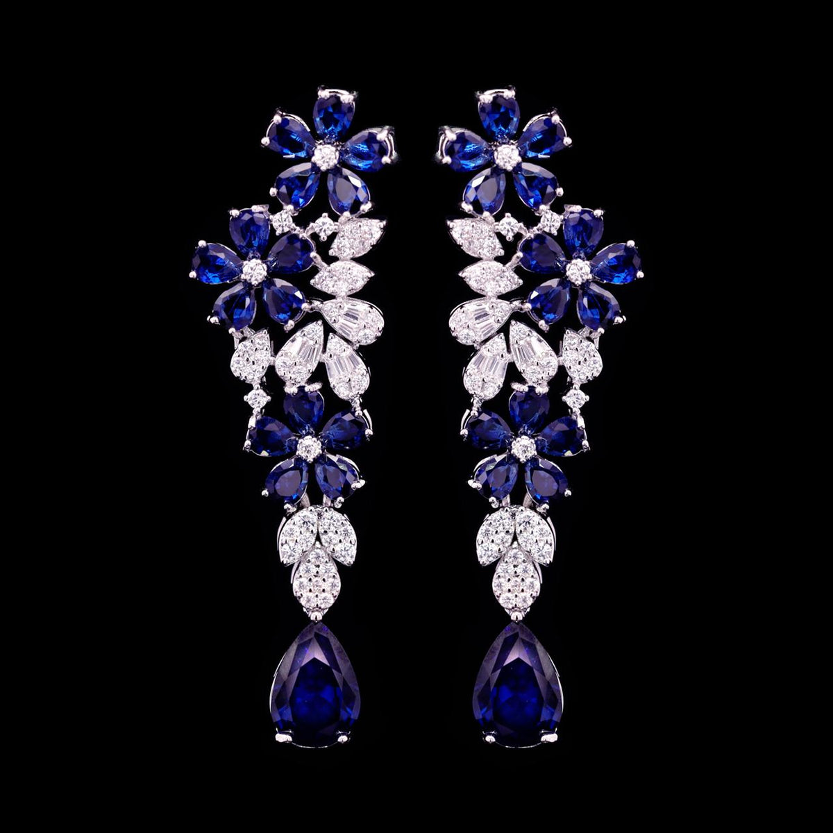 Omnia Karla Blue Luxury Bridal Full Set with High Quality Zircon Stones – Rhodium Plated
