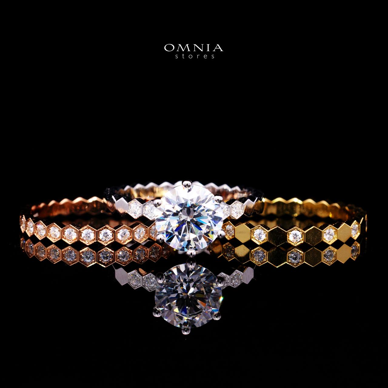 Agnese Tricolor Ring with Certificate | High-Quality Premium Simulated Diamonds in 925 Sterling Silver - OMNIASTORES KSA