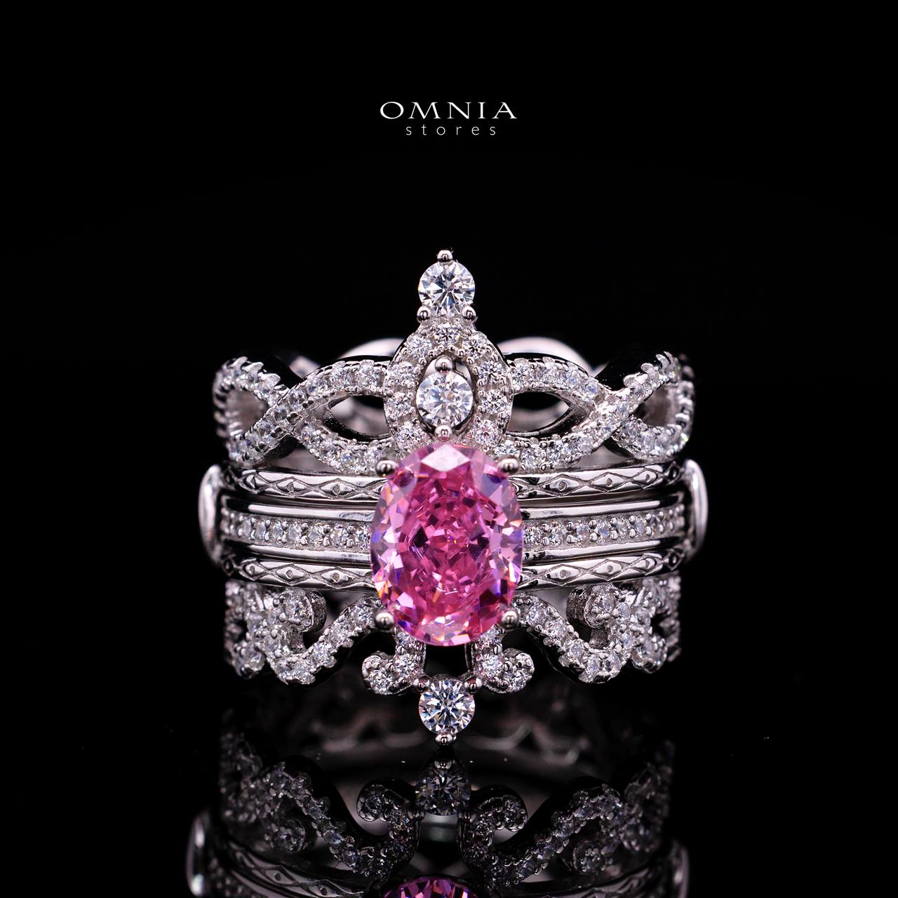 Carlyn Royal Crown Interchangeable Ring Set with Certified Premium Simulated Diamonds in 925 Sterling Silver - OMNIASTORES KSA