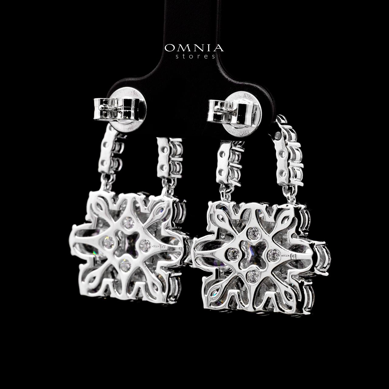 Aila White Lock Design Earrings with High-Quality Premium Simulated Diamonds in 925 Sterling Silver - OMNIASTORES KSA