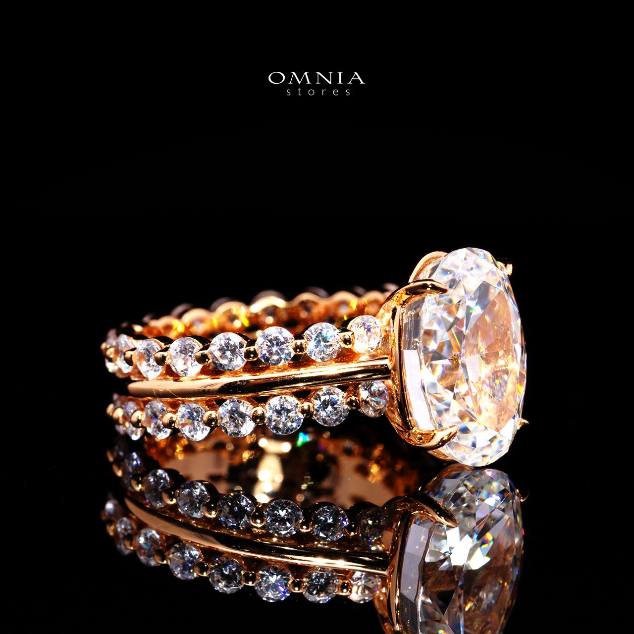 Carlotta Gold Ring with Certificate | High-Quality Premium Simulated Diamonds in 925 Sterling Silver - OMNIASTORES KSA