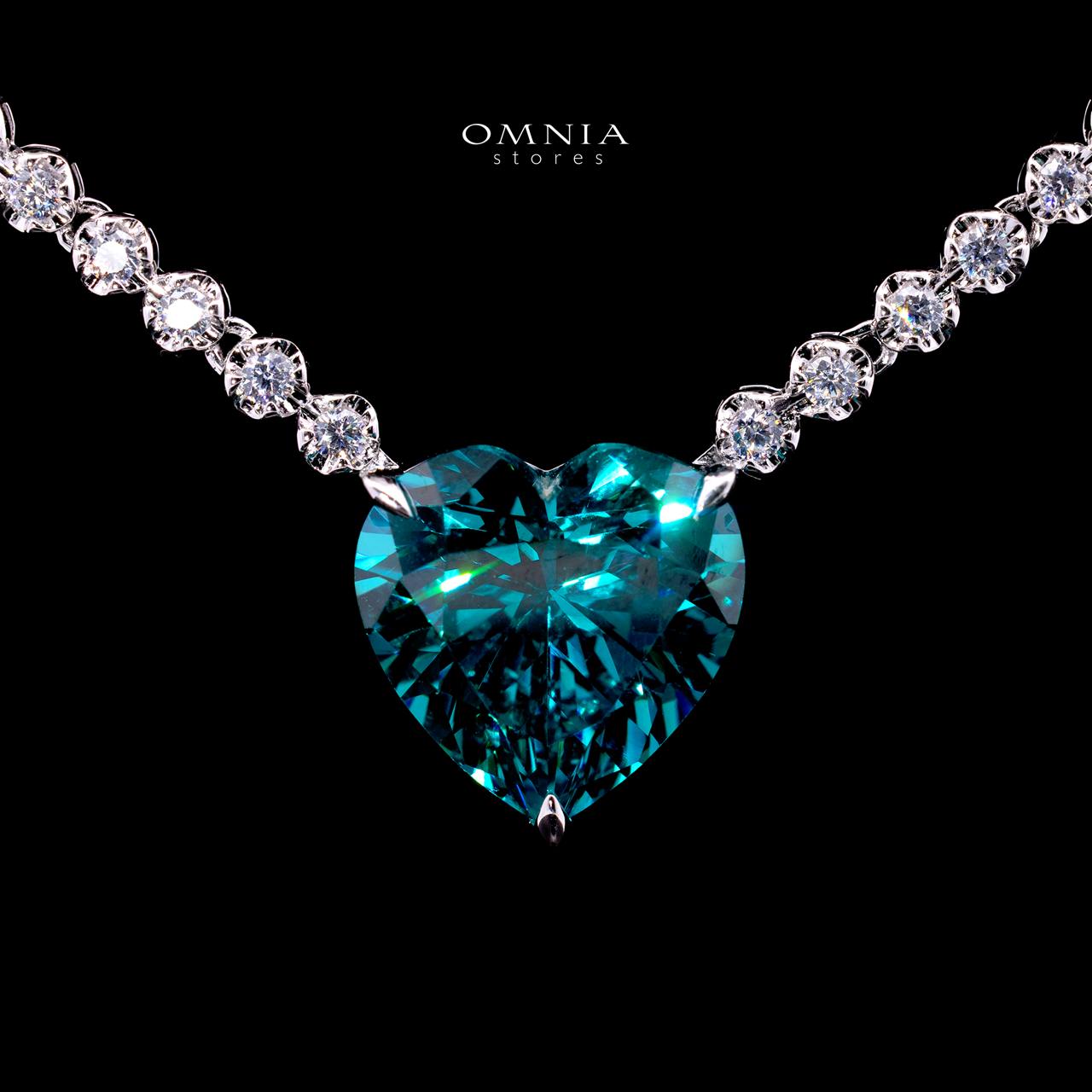 Omnia Sade White and Blue Heart Pendant Necklace With High Quality Certified Lab Crafted Stones In 925 Silver - OMNIASTORES KSA