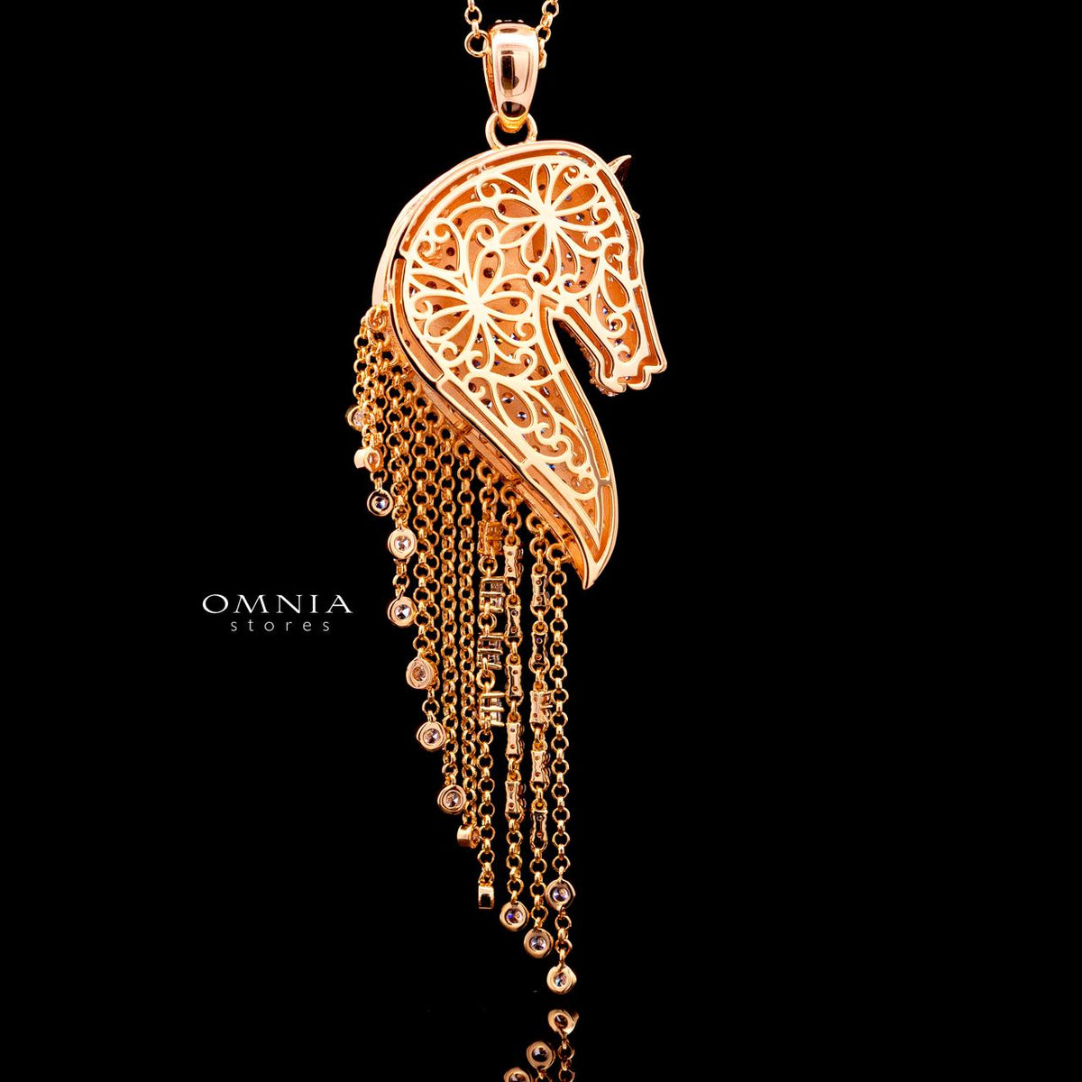 Agatha Rose Gold Premium Rhodium-Plated Alloy Necklace with High-Quality Simulated Diamonds