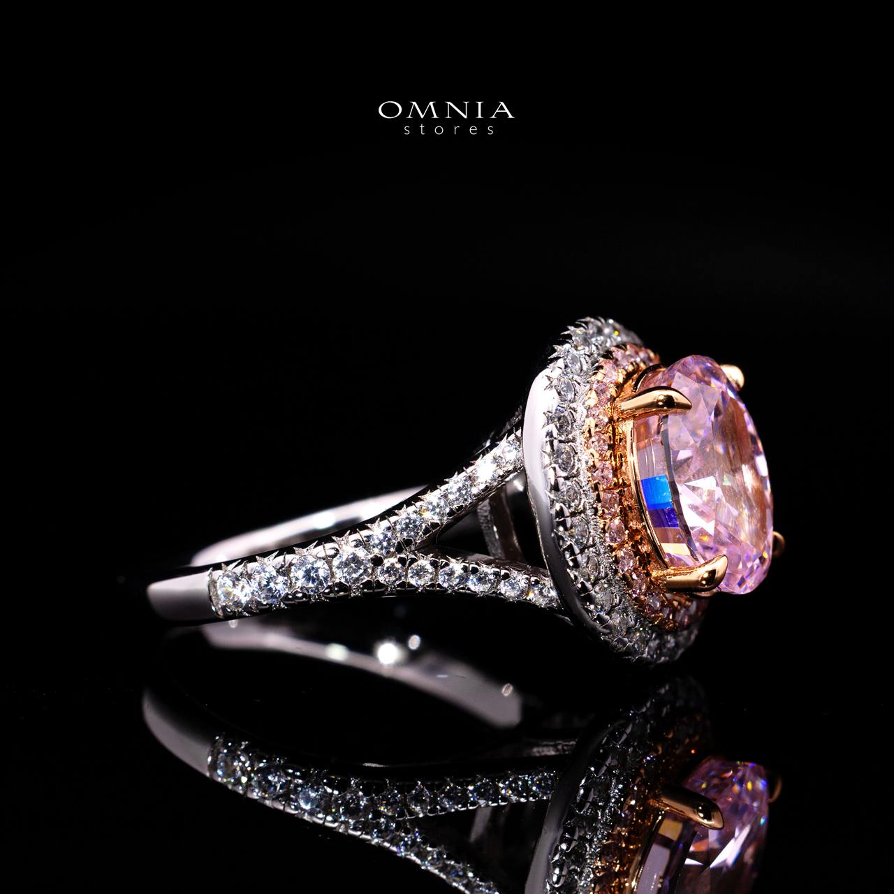 Annie Pink Ring with Certified Premium Simulated Diamonds in 925 Sterling Silver - OMNIASTORES KSA