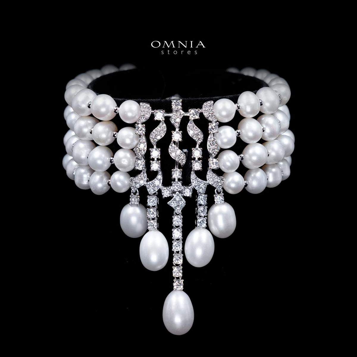 Omnia Behati Fresh Real Water Pearl Set In 925 Silver High Quality Simulated diamonds - OMNIASTORES UAE