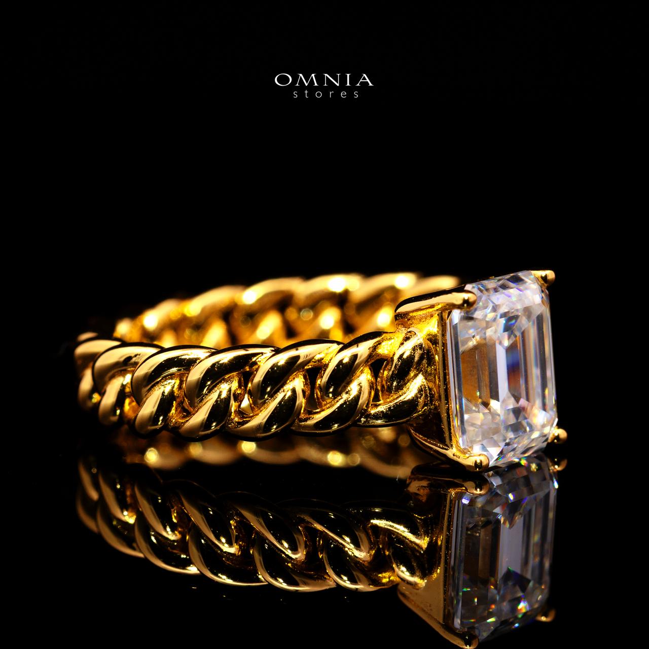 Keira Emerald-Cut Moissanite Ring 7x9mm (3CT) with Certificate in 925 Sterling Silver Gold Plated