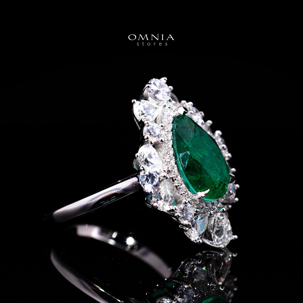 Destiny Green Ring with Certified Premium Simulated Diamonds in 925 Sterling Silver - OMNIASTORES KSA