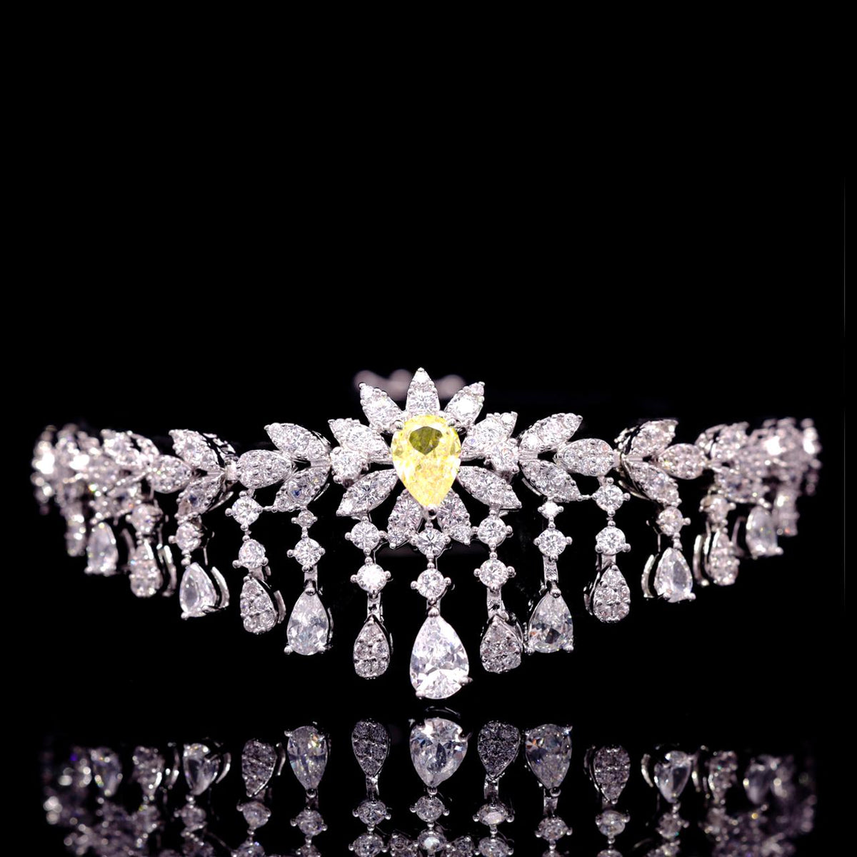Myra Yellow Luxury Bridal Full Set with High-Quality Zircon Stones Premium Rhodium Plating
