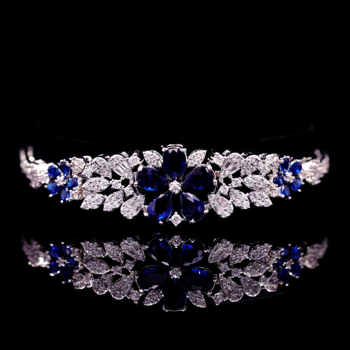 Omnia Karla Blue Luxury Bridal Full Set with High Quality Zircon Stones – Rhodium Plated