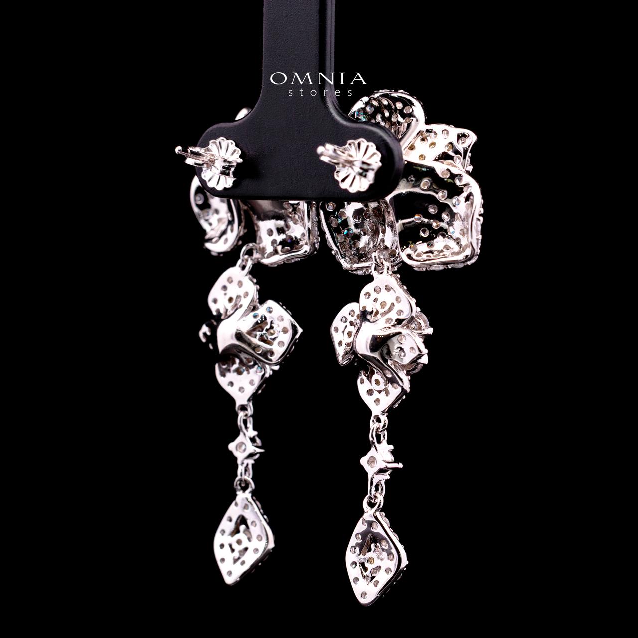 Ahlam Floral Earrings in 925 Sterling Silver with High-Quality Simulated Diamonds