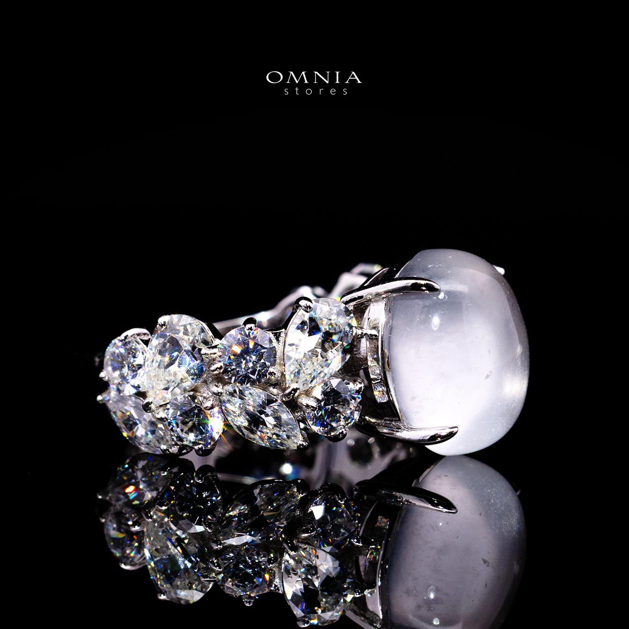 Bela Moonstone Ring with Certified Premium Simulated Diamonds in 925 Sterling Silver - OMNIASTORES KSA