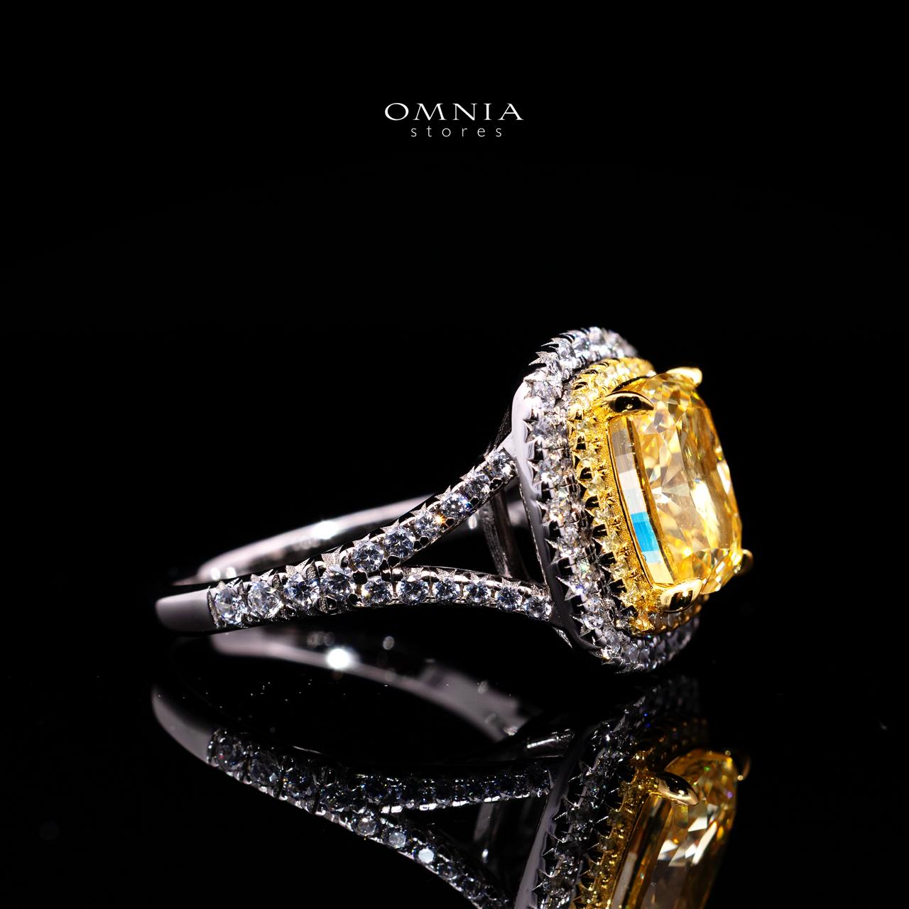 Martina Yellow Ring with Certified Premium Simulated Diamonds in 925 Sterling Silver - OMNIASTORES KSA