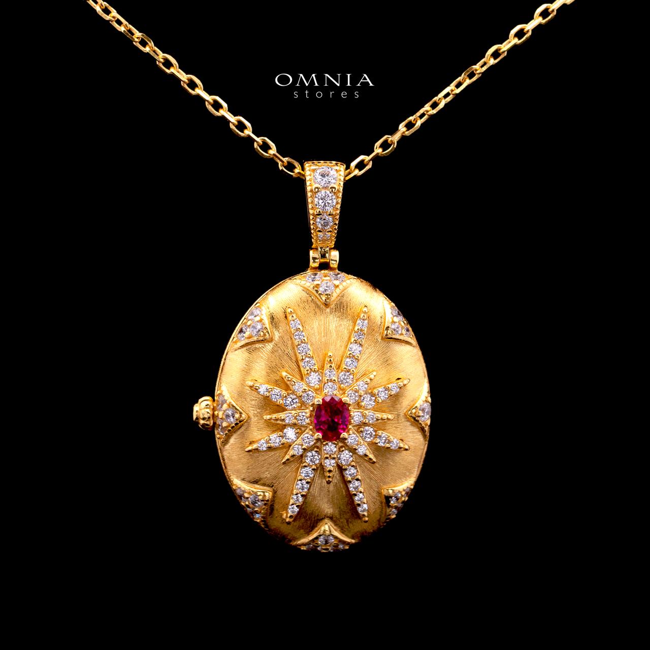 Macy Gold-Plated Necklace with Certified Premium Simulated Diamonds in 925 Sterling Silver - OMNIASTORES KSA