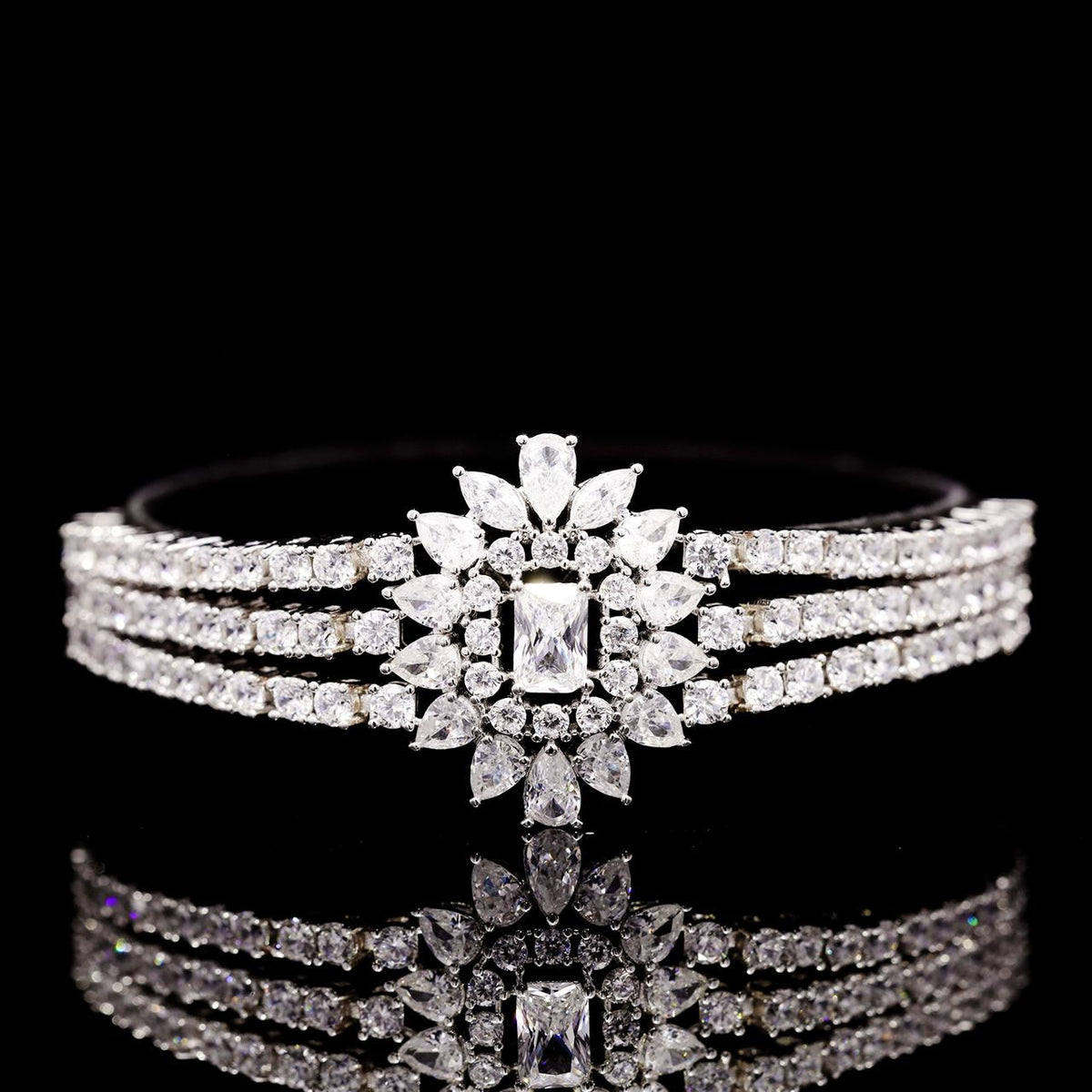 Carmela White Luxury Bridal Full Set with High-Quality Zircon Stones Rhodium Plated