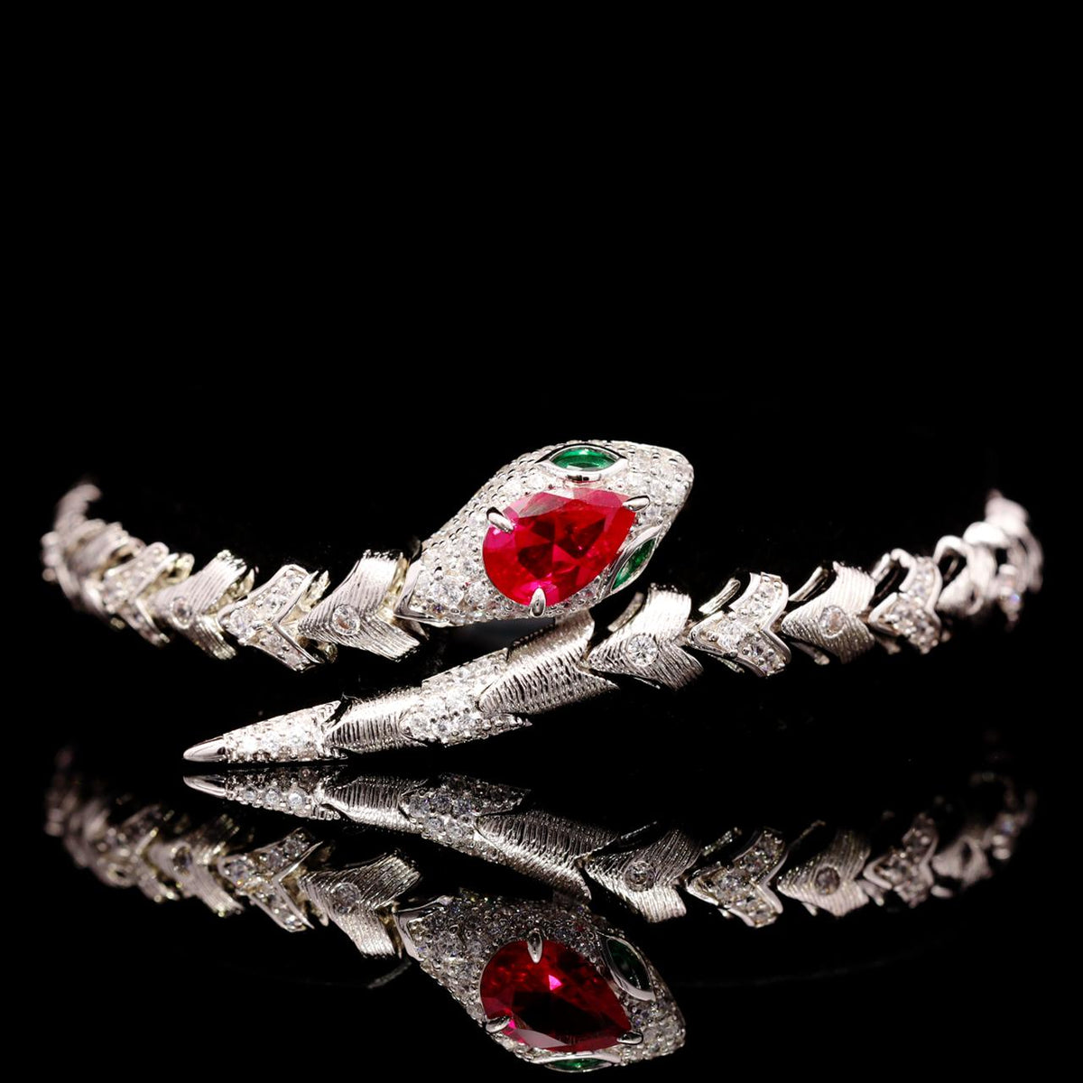 Adriana Red Luxury Bridal Full Set with High-Quality Zircon Stones Rhodium Plated