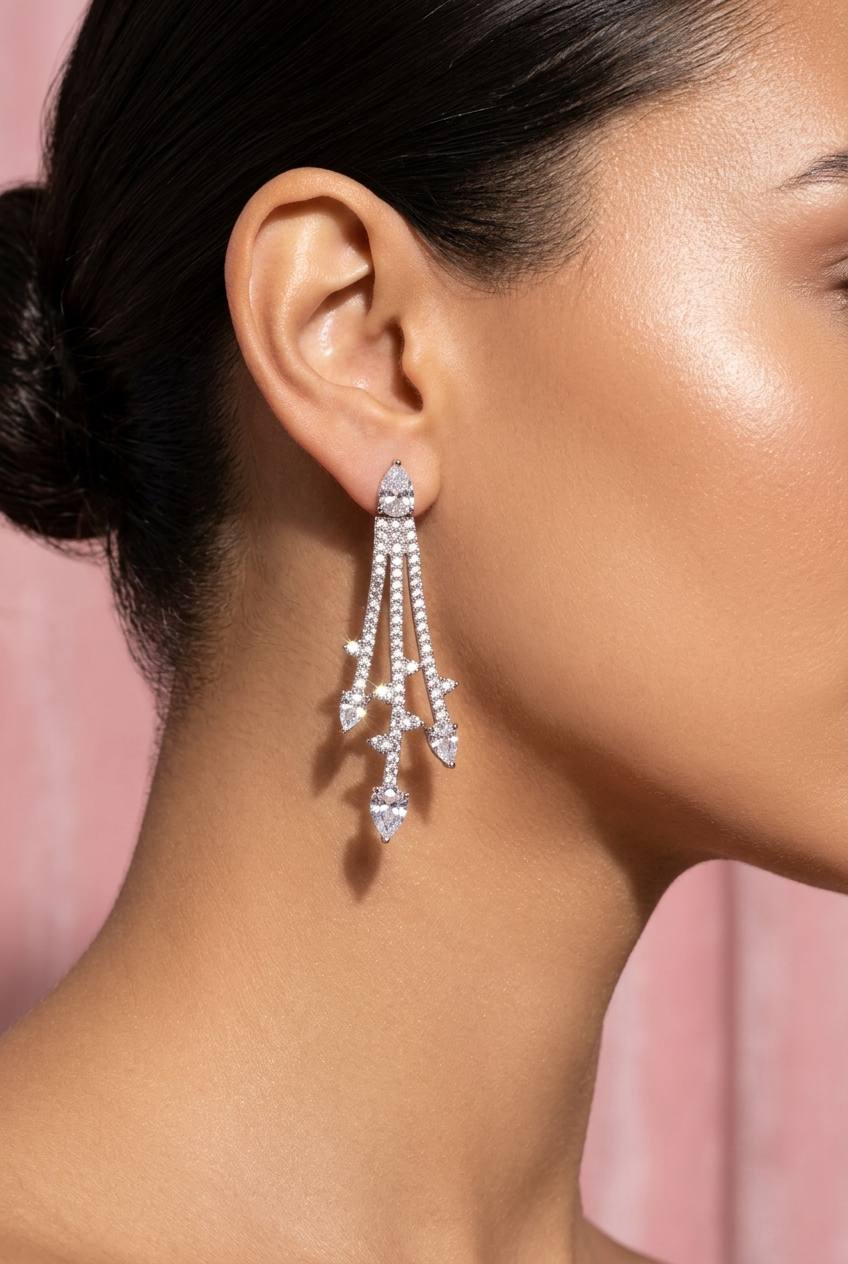Yuliana Luxury White Bridal Full Set with High-Quality Premium Zircon Stones, Rhodium-Plated - OMNIASTORES KSA
