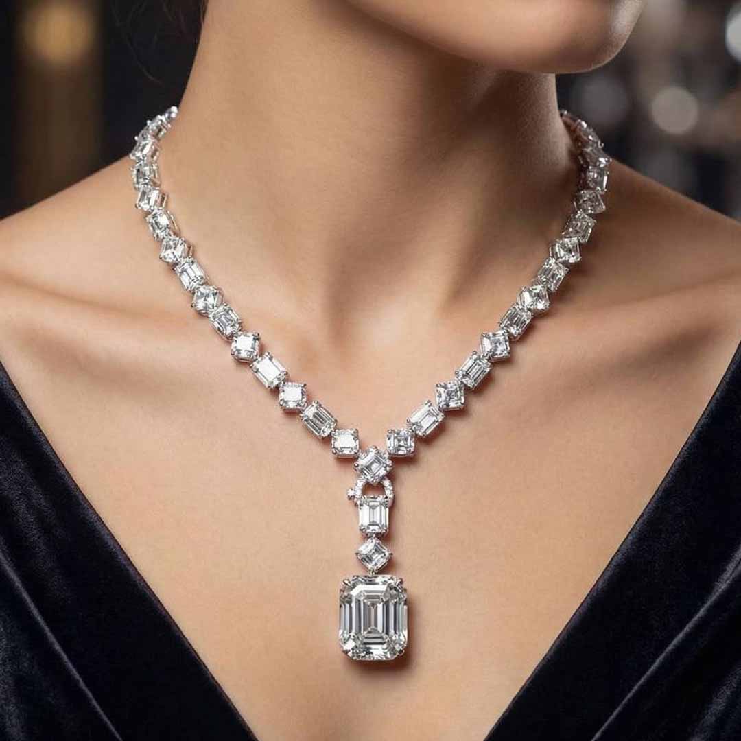 Omnia Zimal Silver Necklace With Certified High Quality Lab Grown Stones In 925 Silver - OMNIASTORES KSA